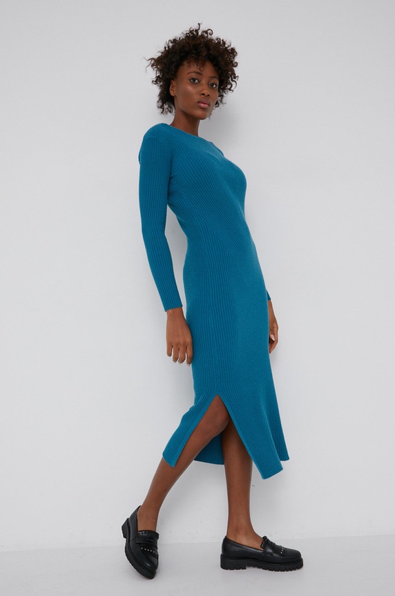 Answear Lab - Sukienka z domieszką wełny casual zielony 3971.2KR