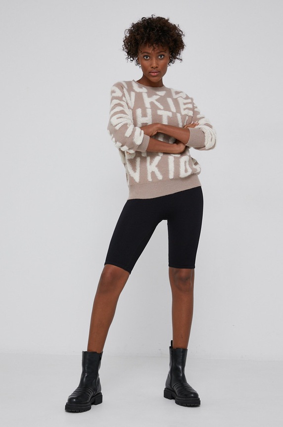 Answear Lab - Sweter z domieszką wełny OTDB210042.2KR beżowy WZ21