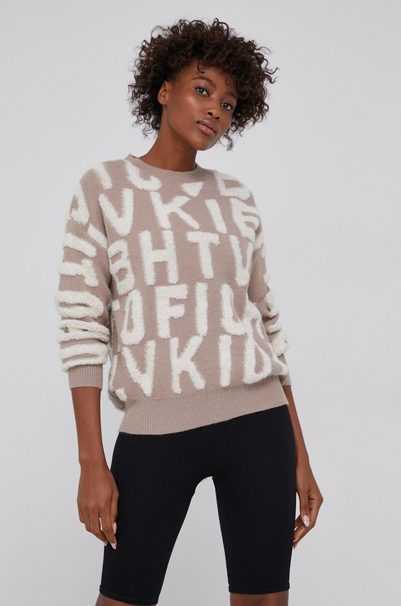 Answear Lab - Sweter z domieszką wełny beżowy OTDB210042.2KR