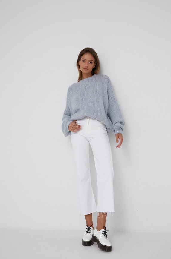 Answear Lab sweter z domieszką wełny M621005.1.AJ niebieski WW22