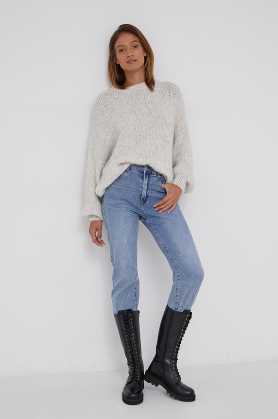 Answear Lab sweter z domieszką wełny M621005.2.AJ beżowy WW22