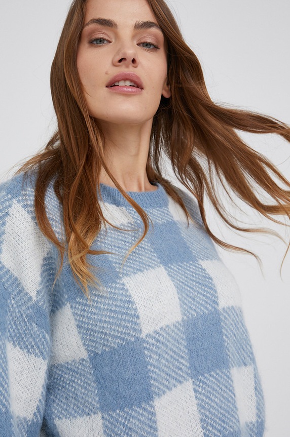 Answear Lab Sweter z domieszką wełny niebieski AT7255.1.AJ