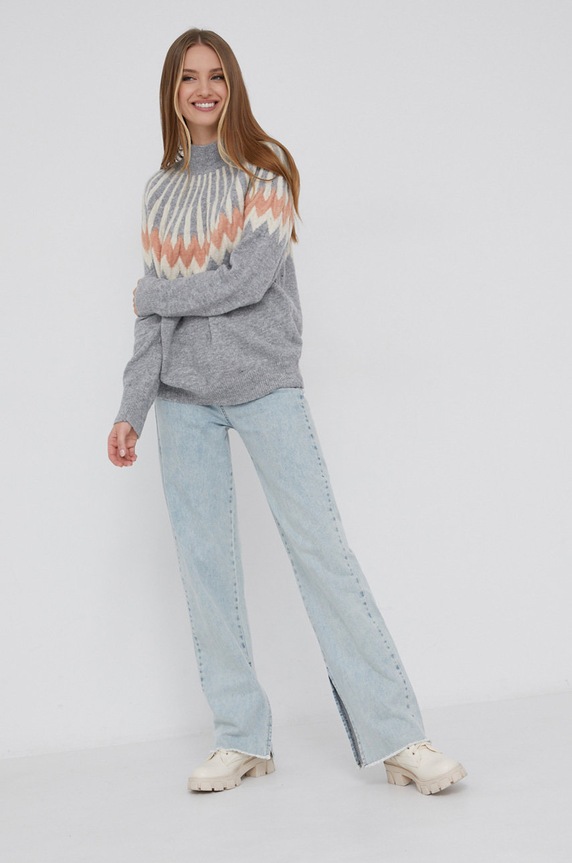Answear Lab Sweter z domieszką wełny półgolf szary AT5509.AJ