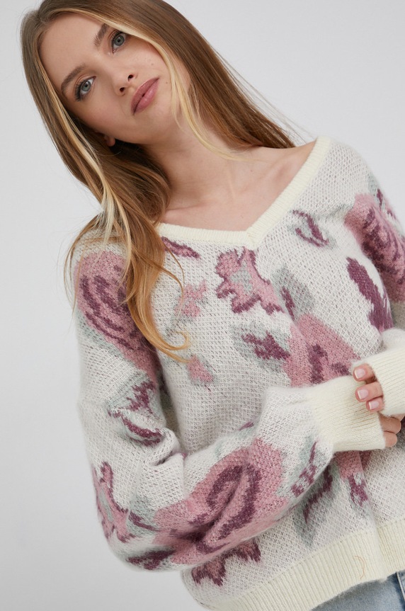 Answear Lab Sweter z domieszką wełny 381109.AJ beżowy