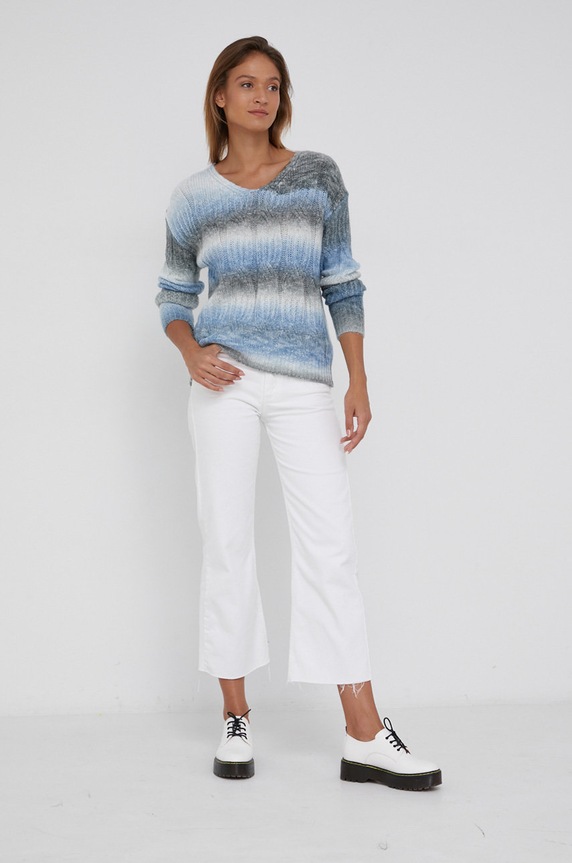 Answear Lab Sweter z domieszką wełny 657.1.AJ niebieski WZ21