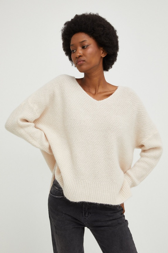 Answear Lab sweter z wełną 9632021.1w beżowy WZ22