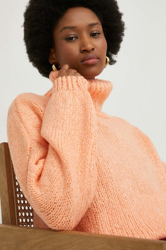 Answear Lab sweter z wełną pomarańczowy 49.DB