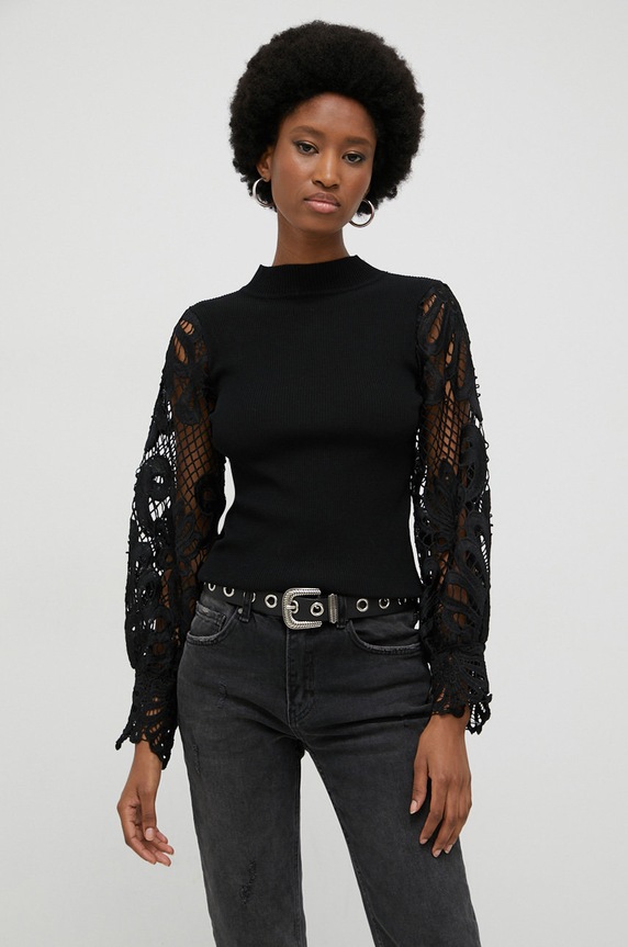 Answear Lab sweter aplikacja czarny MCY03520.WK