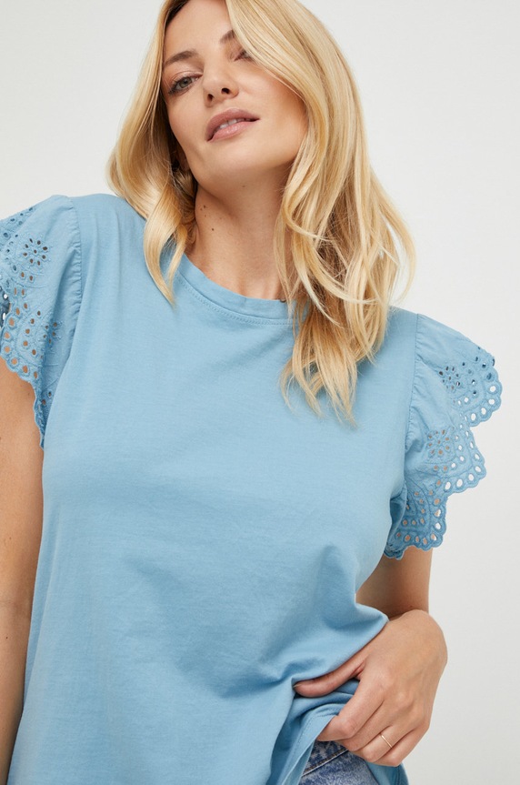 Answear Lab t-shirt bawełniany niebieski 1475JCG.DB