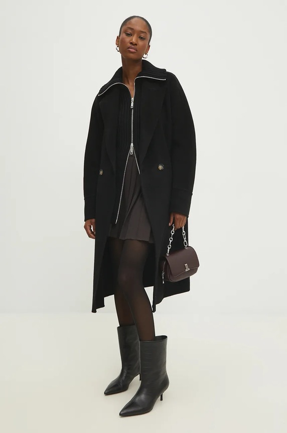Answear.LAB płaszcz wełniany 3033.fkk czarny WZ23