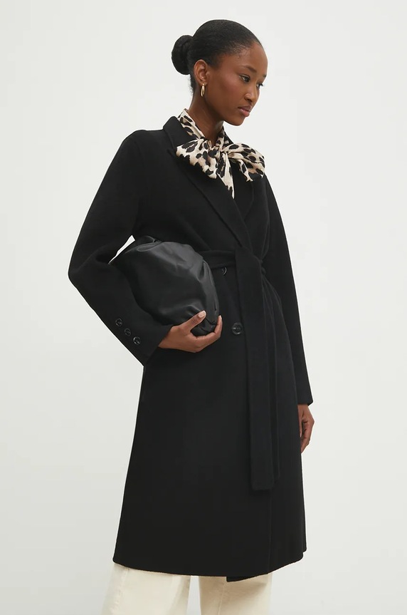 Answear Lab płaszcz wełniany 3037.1FKK czarny WZ23