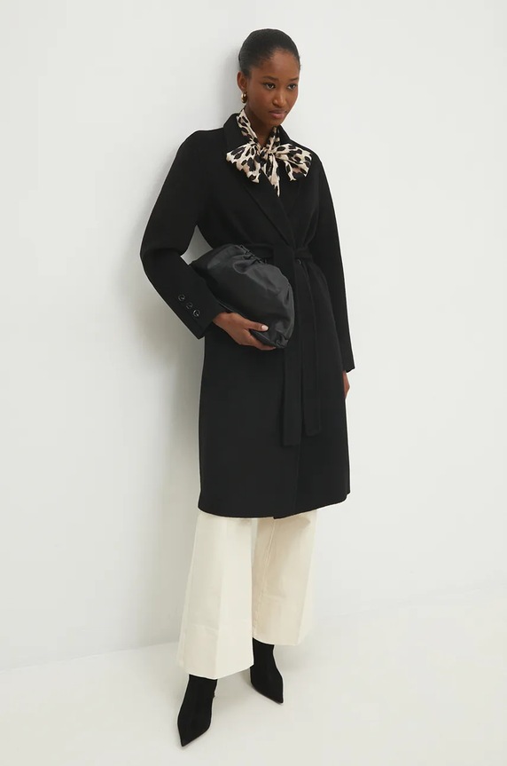 Answear Lab płaszcz wełniany czarny 3037.1FKK