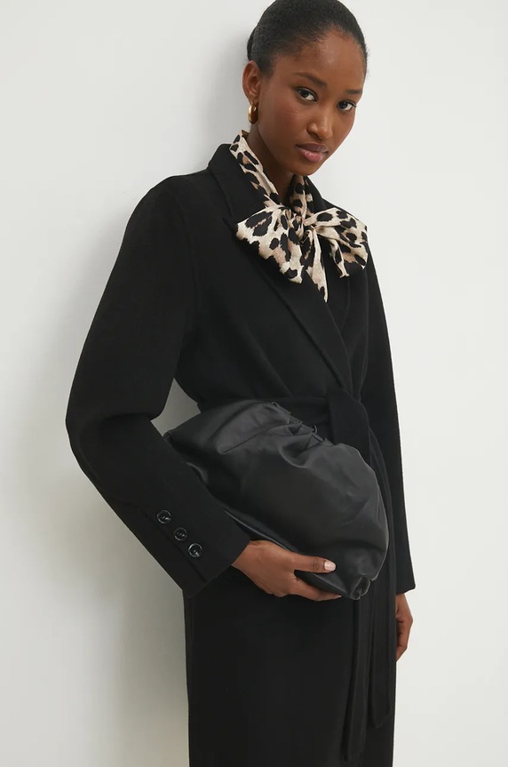 Answear Lab płaszcz wełniany 3037.1FKK czarny