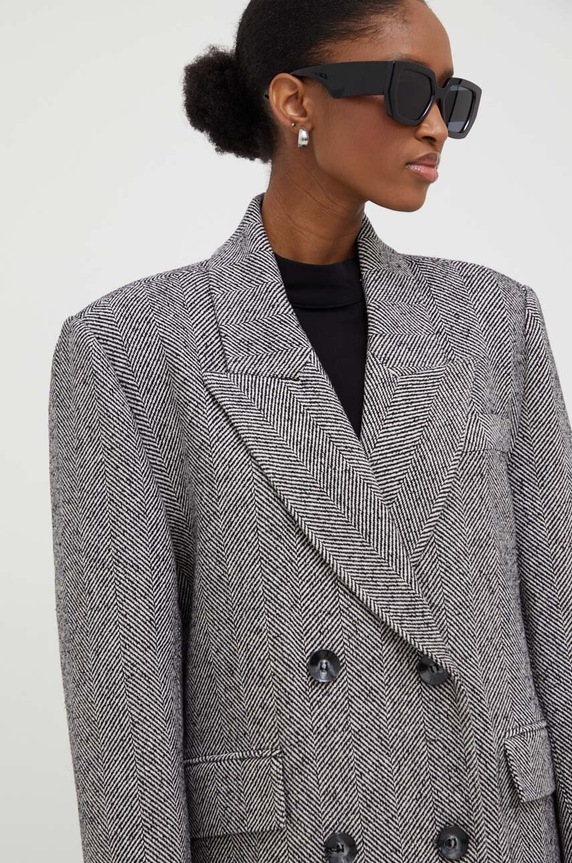 Answear Lab płaszcz z wełną szary 23k542125.TWK