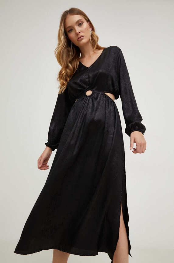 Φόρεμα Answear.LAB μακρύ μαύρο 12r579.FKK