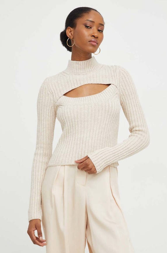 Answear Lab sweter z wełną beżowy 7390.TWK