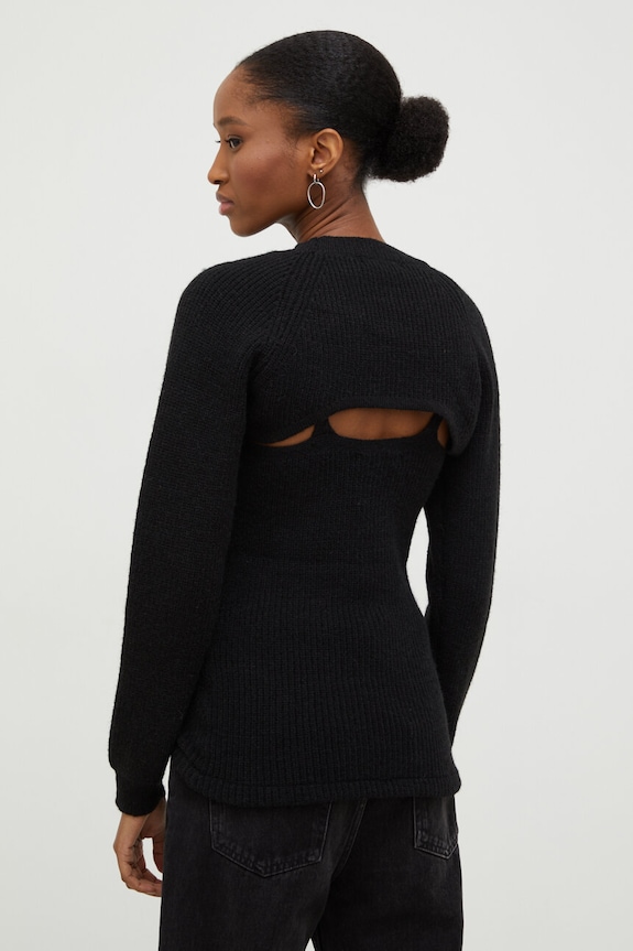 Answear.LAB sweter 2 w 1 z wełną czarny 5083.5084.FKK