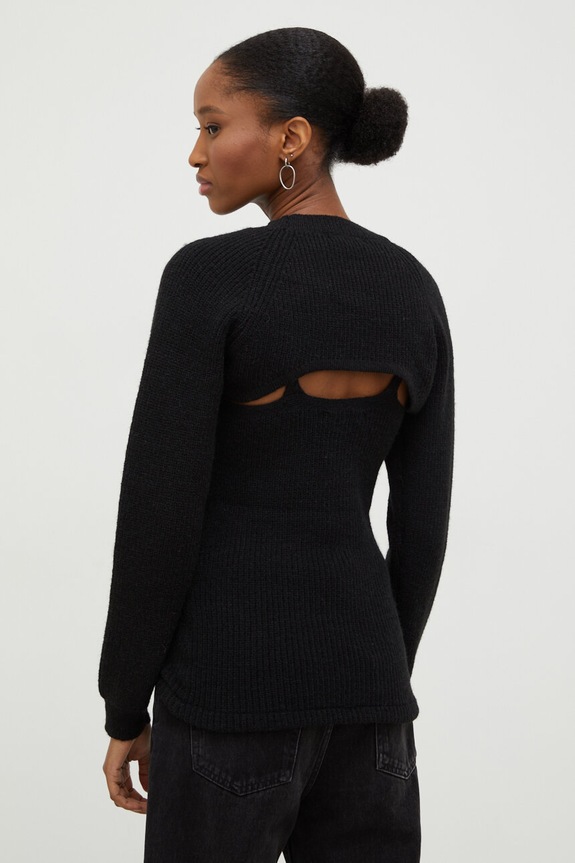 Answear.LAB sweter 2 w 1 z wełną czarny 5083.5084.FKK