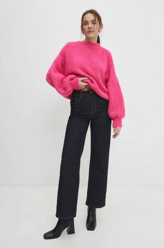 Answear Lab sweter z wełną 1IT.IKK różowy WW24