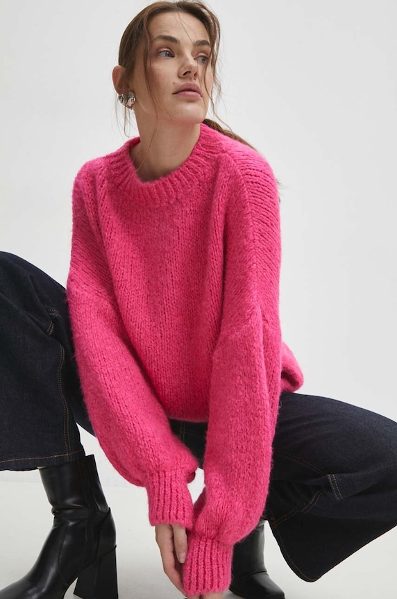 Answear Lab sweter z wełną różowy 1IT.IKK