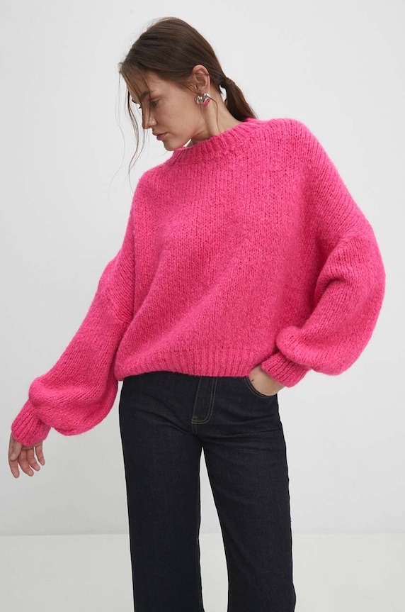 Answear Lab sweter z wełną 1IT.IKK różowy