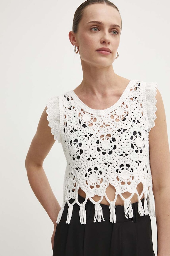 Pamučni top Answear.LAB bijela D056.HWK