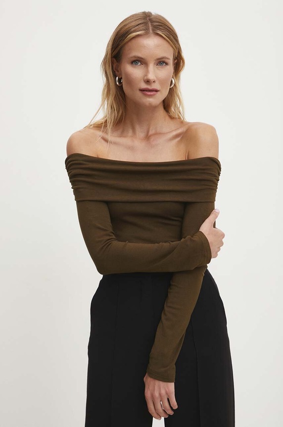 Answear.LAB longsleeve z elastanem zielony .0896.fms