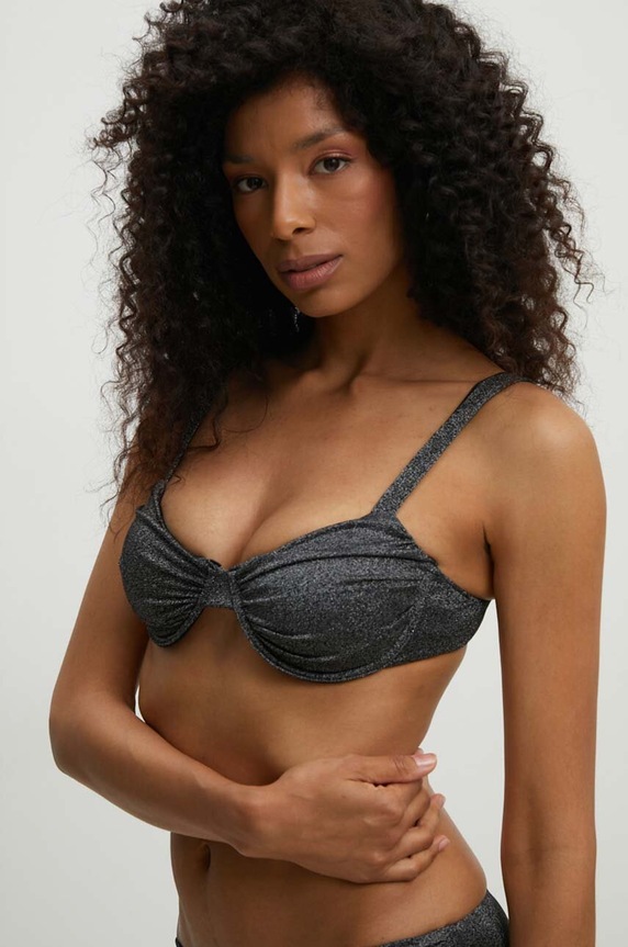 Bikini top Answear.LAB με μεταλλικές μπανέλες ασημί hld610.24.g.fh