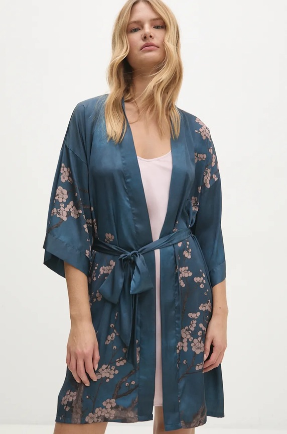 Kućni ogrtač Answear.LAB tkanina mornarsko plava 10299.cms