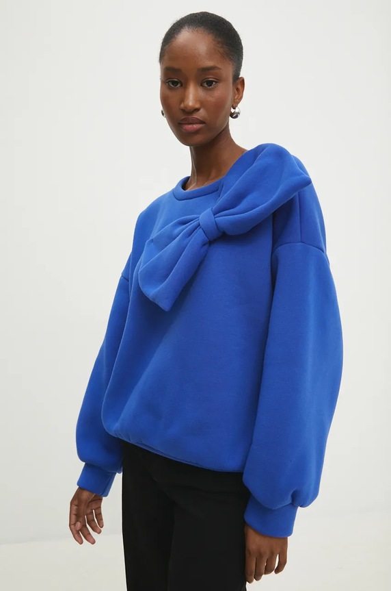 Answear Lab bluza uni albastru swtop015.FKK