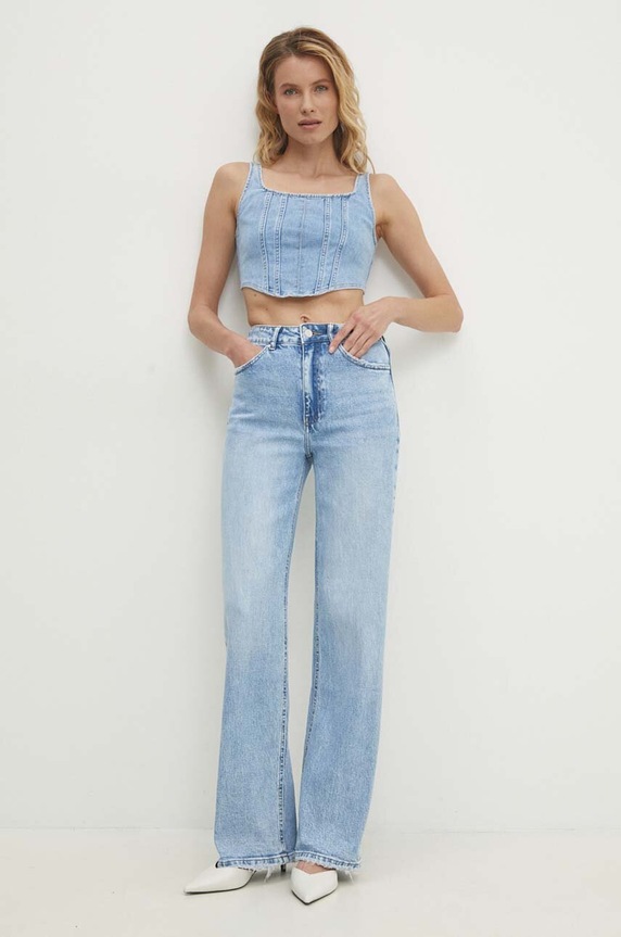 Answear Lab top din denim RD2321.HWK albastru WZ24