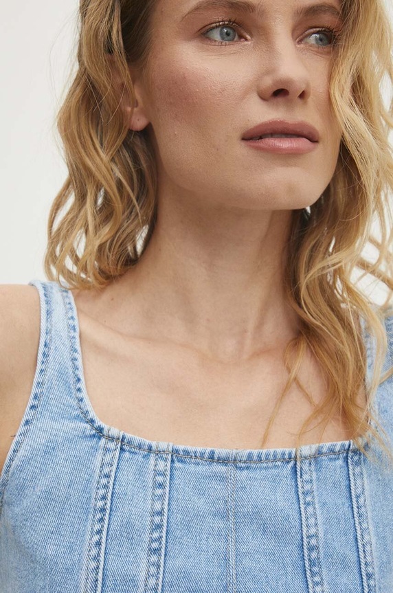 Answear Lab top din denim RD2321.HWK albastru