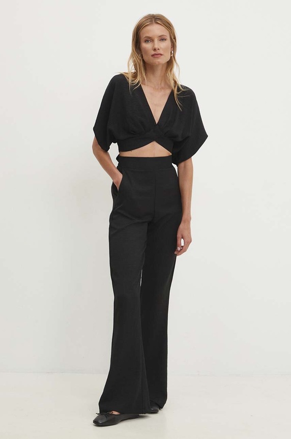 Answear Lab pantaloni panza negru 23189.th