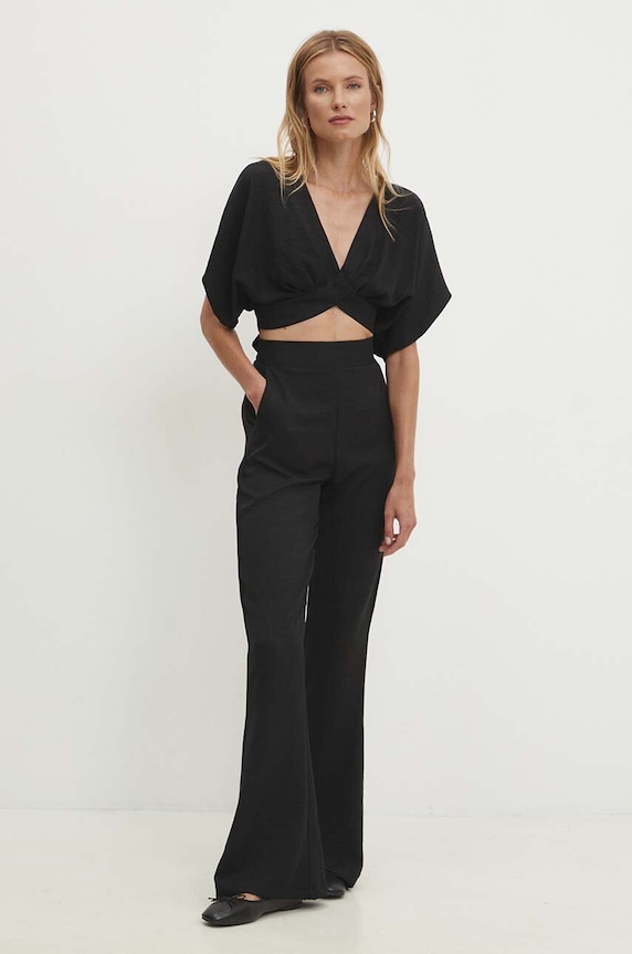 Answear Lab pantaloni panza negru 23189.th
