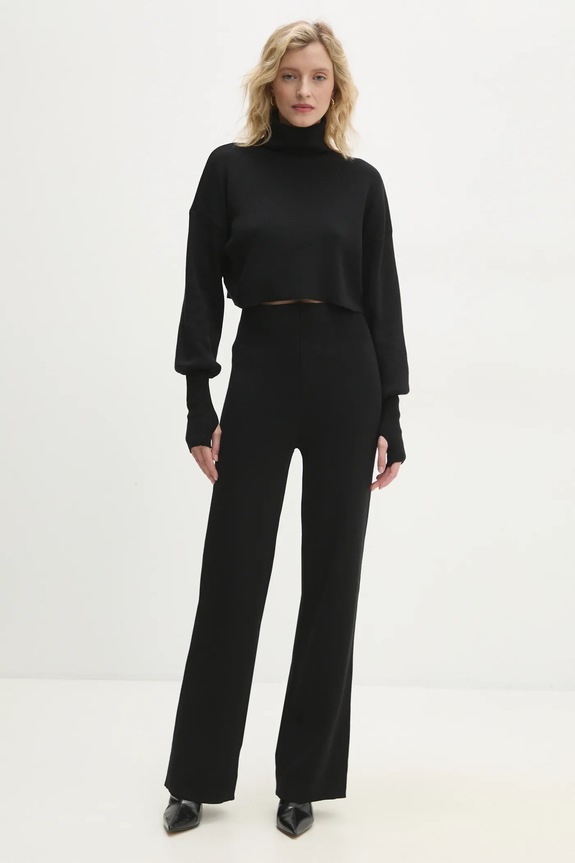 Answear.LAB sweter i spodnie dzianina czarny w24W.LF.220327.tos
