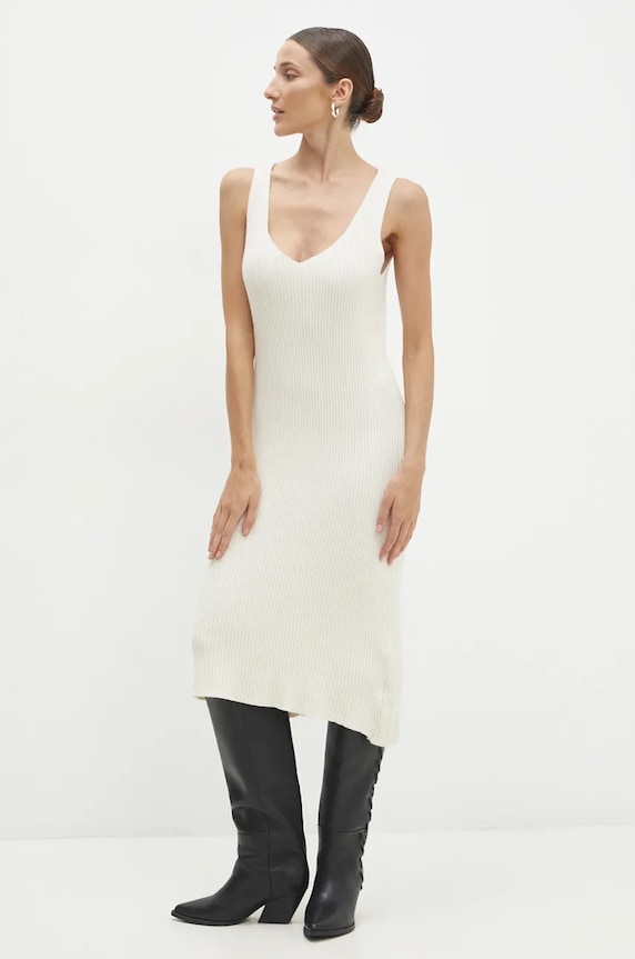 Answear Lab rochie și pulover W0906AB.HLK bej WZ24