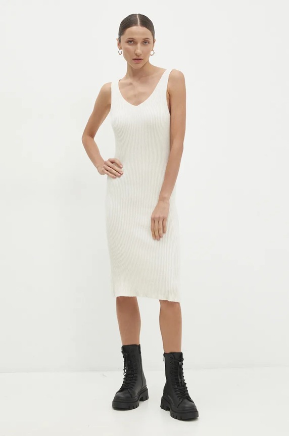 Answear Lab rochie și pulover W0926AB.HLK bej WZ24