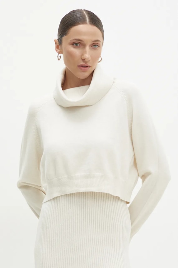 Answear Lab rochie și pulover W0926AB.HLK bej