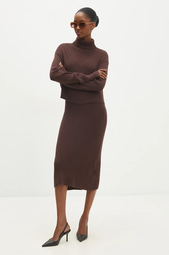 Souprava Answear.LAB pletenina hnědá W01043AB.HLK