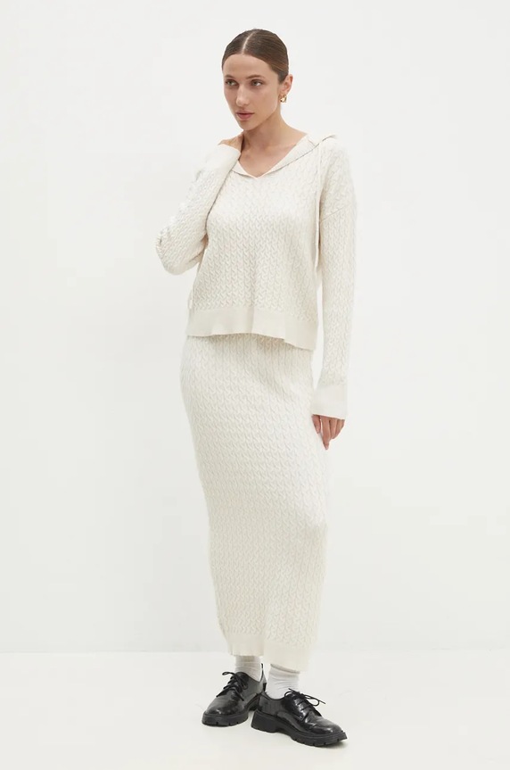 Answear.LAB sweter i spódnica dzianina beżowy W2011AB.HLK