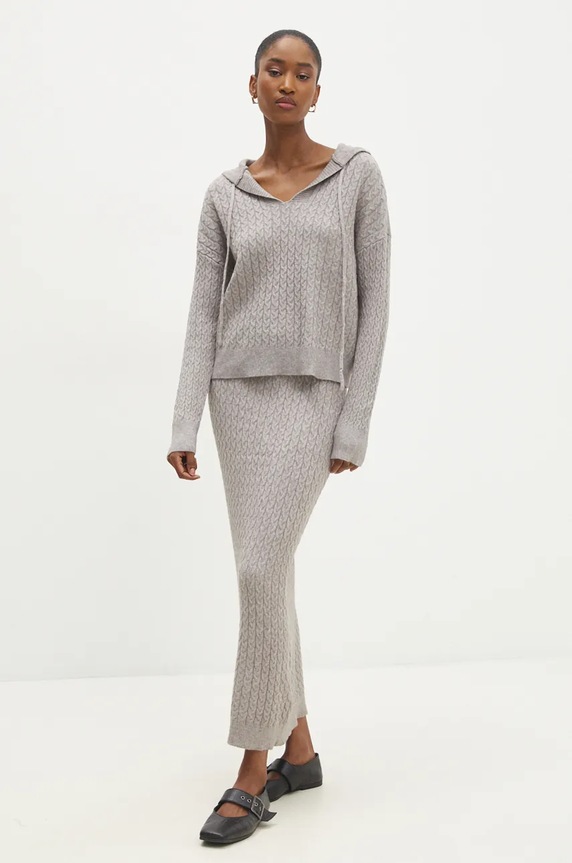 Answear.LAB sweter i spódnica dzianina szary W2011AB.HLK