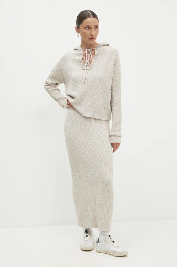 Answear.LAB sweter i spódnica dzianina beżowy W2011AB.HLK