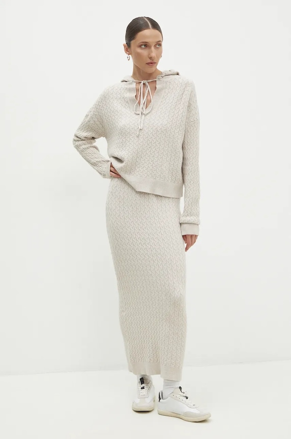 Answear.LAB sweter i spódnica dzianina beżowy W2011AB.HLK