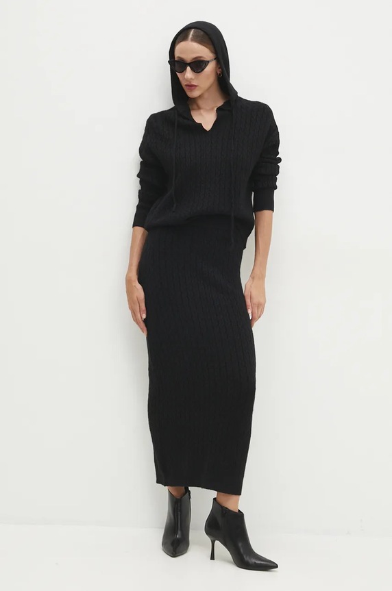 Answear.LAB sweter i spódnica dzianina czarny W2011AB.HLK