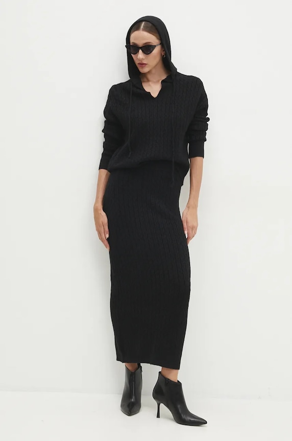 Answear.LAB sweter i spódnica dzianina czarny W2011AB.HLK