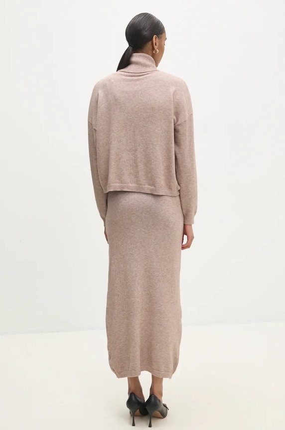 Answear Lab rochie și pulover m8561.FKK bej