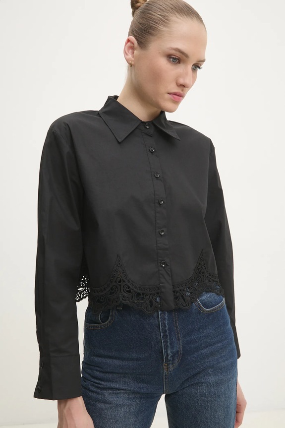 Pamučna košulja Answear.LAB casual crna ck08210.fh