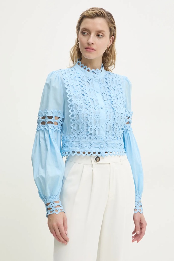 Answear Lab camicia in cotone applique blu 81013.FKK