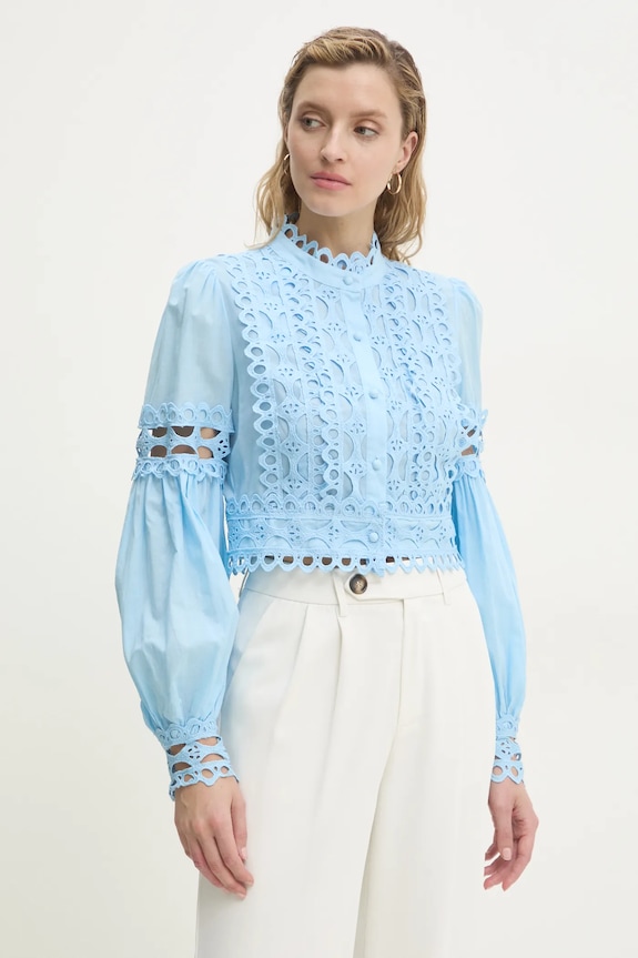 Answear Lab camicia in cotone applique blu 81013.FKK