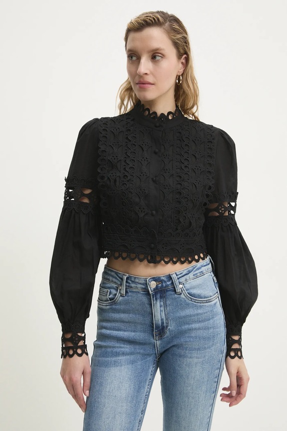 Βαμβακερό πουκάμισο Answear.LAB μαύρο 81013.FKK